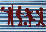 Funky Striped Kids Rug Blue and Burgundy - Kids