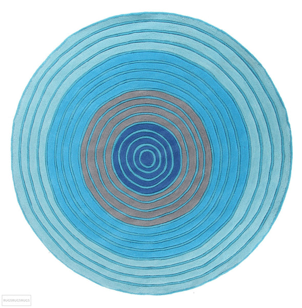 Ripple Blue Round Rug - Kids