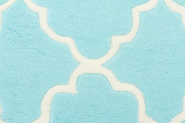 Kids Trellis Design Round Rug Soft Blue - Kids