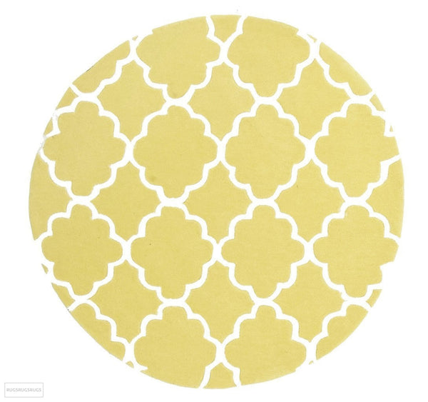 Kids Trellis Design Round Rug Yellow - Kids