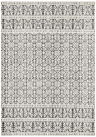 Levi Adonis Ivory Black Rug - MODERN