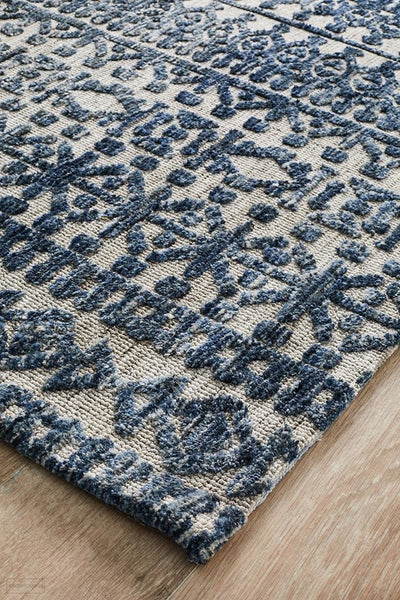 Levi Tara Navy Grey Rug - MODERN