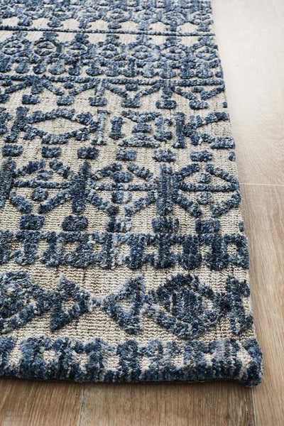Levi Tara Navy Grey Rug - MODERN