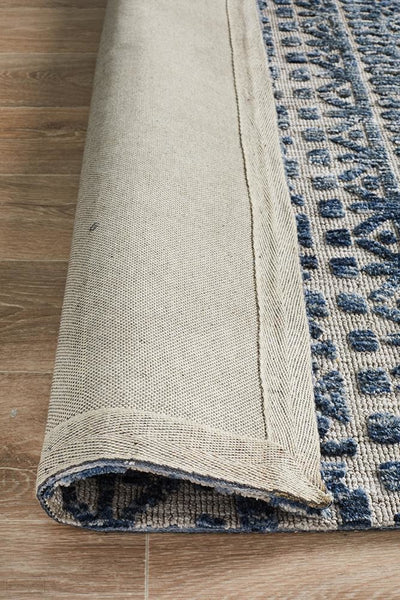 Levi Tara Navy Grey Rug - MODERN