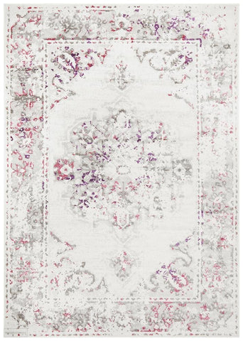 Alexa Transitional Rug White Pink Grey - Modern