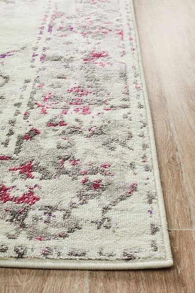 Alexa Transitional Rug White Pink Grey - Modern