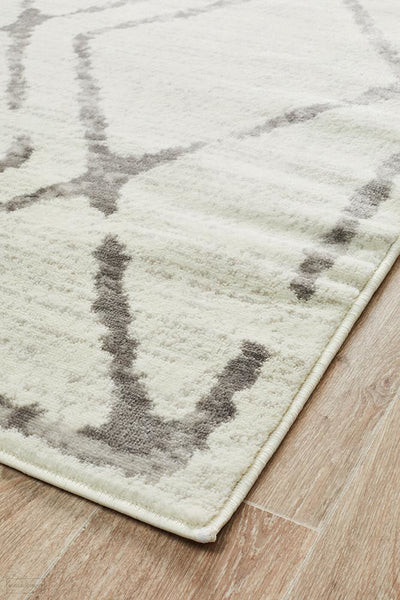 Kendall Contemporary Diamond Rug White Grey - Modern