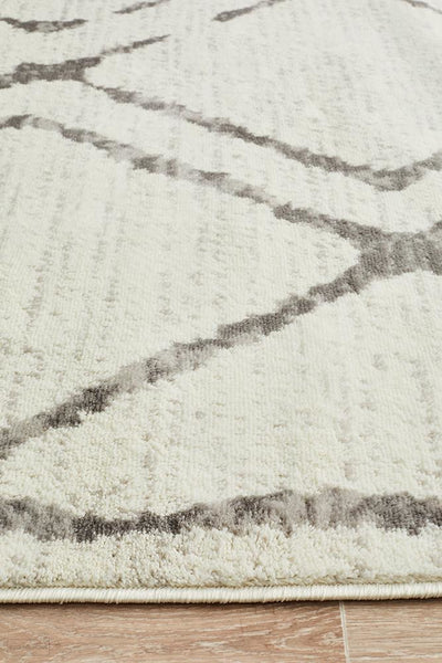 Kendall Contemporary Diamond Rug White Grey - Modern