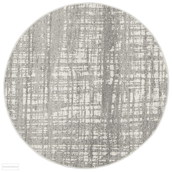 Mirage Ashley Abstract Modern Silver Grey Round Rug - 150x150cm