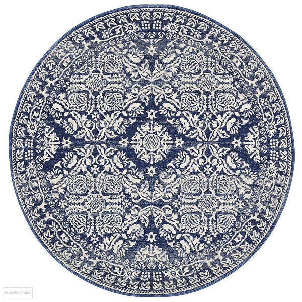 Mirage Gwyneth Stunning Transitional Navy Round Rug - 150x150cm