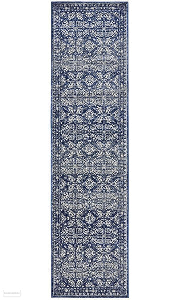 Mirage Gwyneth Stunning Transitional Navy Runner Rug - 300x80cm