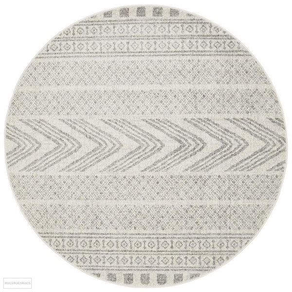 Mirage Adani Modern Tribal Design Grey Round Rug - 150x150cm