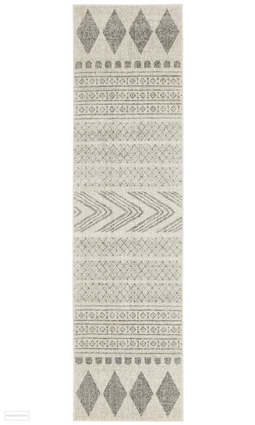 Mirage Adani Modern Tribal Design Grey Runner Rug - 300x80cm