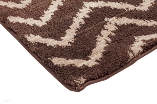 Moroccon Style Chevron Design Brown Beige Rug