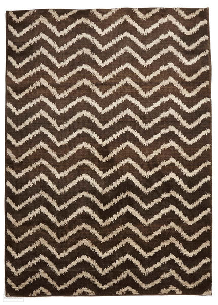 Moroccon Style Chevron Design Brown Beige Rug