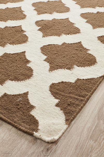 Nomad Pure Wool Flatweave 15 Brown Ivory Rug - DISCONTINUED