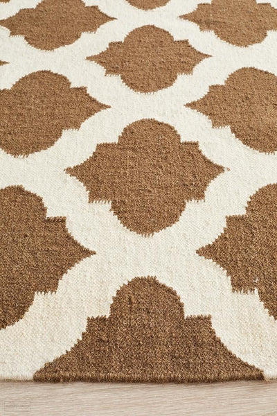 Nomad Pure Wool Flatweave 15 Brown Ivory Rug - DISCONTINUED