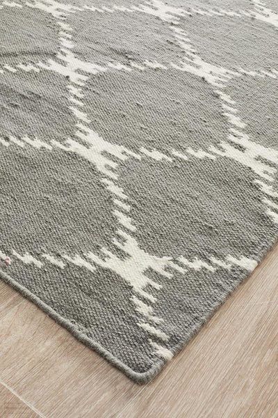 Nomad Pure Wool Flatweave 19 Grey Rug - DISCONTINUED