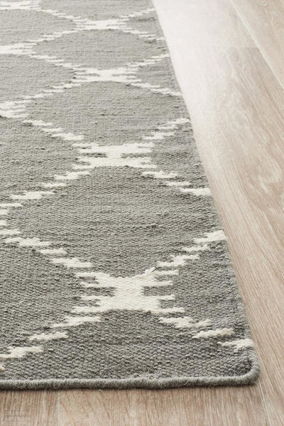 Nomad Pure Wool Flatweave 19 Grey Rug - DISCONTINUED