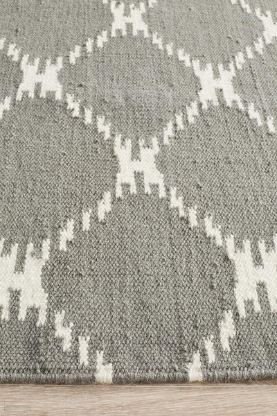 Nomad Pure Wool Flatweave 19 Grey Rug - DISCONTINUED
