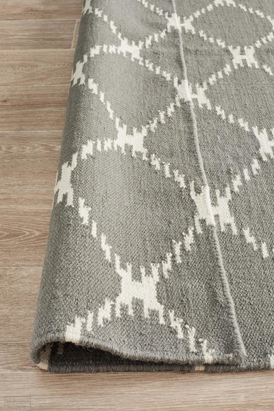 Nomad Pure Wool Flatweave 19 Grey Rug - DISCONTINUED