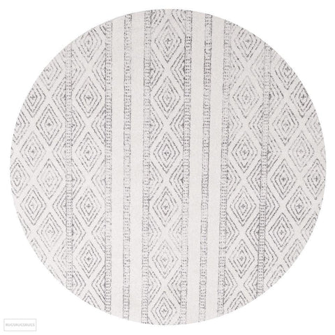 Oasis Salma White And Grey Tribal Round Rug - 150X150cm