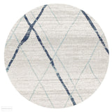 Oasis Noah White Blue Contemporary Round Rug - 150X150cm