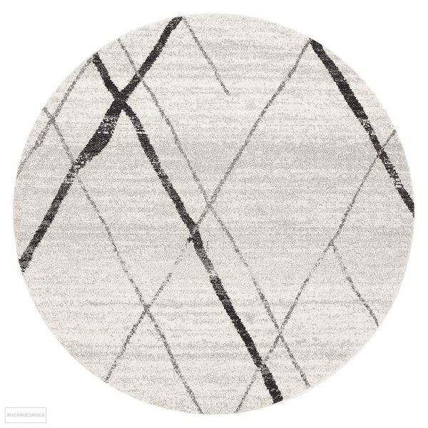 Oasis Noah White Grey Contemporary Round Rug - 150X150cm