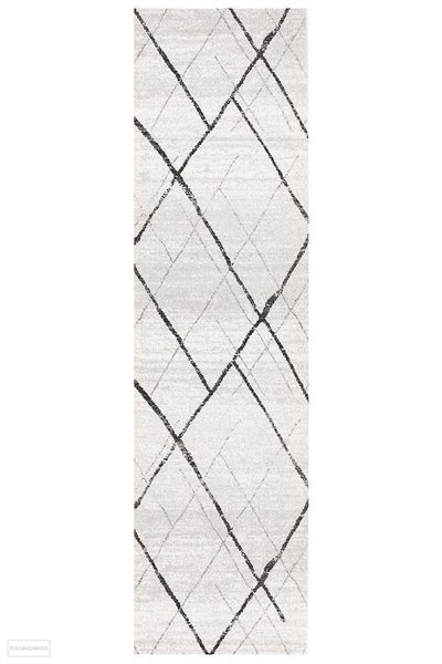 Oasis Noah White Grey Contemporary Rug - 300X80cm