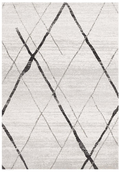 Oasis Noah White Grey Contemporary Rug - 230X160cm