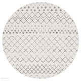 Oasis Selma White Grey Tribal Round Rug - 150X150cm