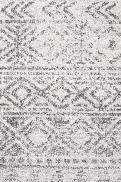 Oasis Ismail White Grey Rustic Runner Rug