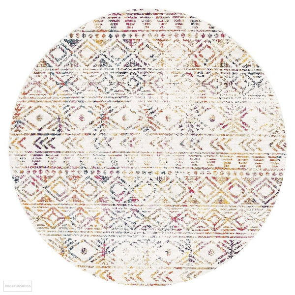 Oasis Ismail Multi Grey Rustic Round Rug - 150X150cm