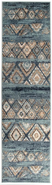 Oxford Mayfair Contrast Blue Rug - 300X80cm