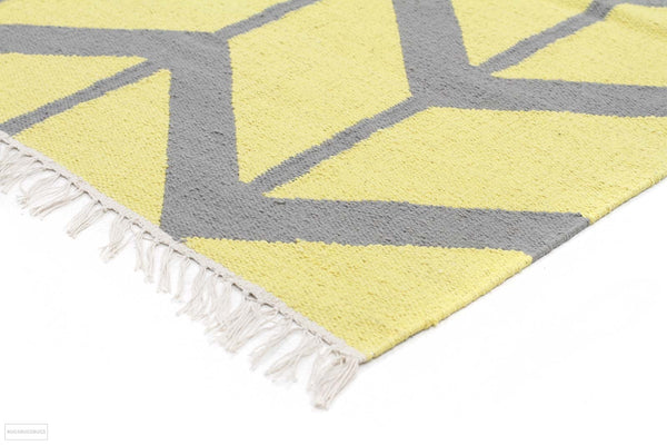 Fantasy Firefly Yellow Chevron Sunny Handmade Wool Rug - Modern