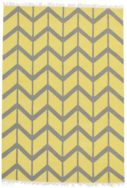 Fantasy Firefly Yellow Chevron Sunny Handmade Wool Rug - Modern