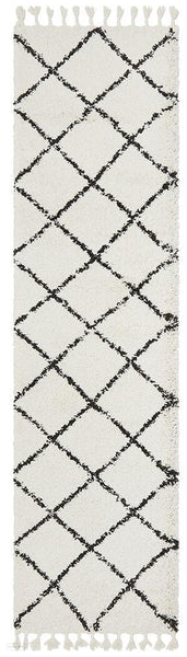 Saffron 22 White Runner Rug - MODERN