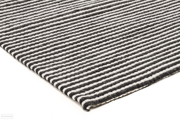 Studio Oskar Felted Wool Striped Rug Black White