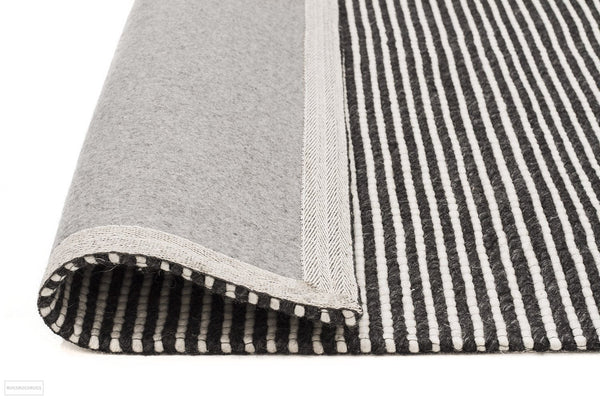 Studio Oskar Felted Wool Striped Rug Black White