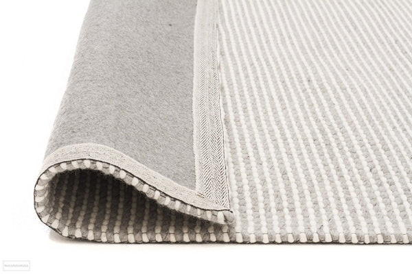 Studio Oskar Felted Wool Striped Rug Grey White