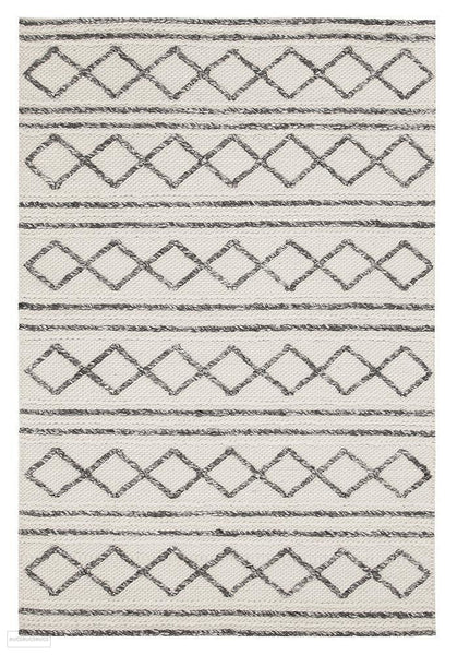 Studio Milly Textured Woollen Rug White Grey