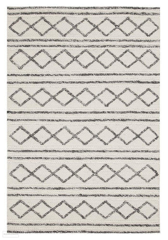 Studio Milly Textured Woollen Rug White Grey