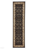 Sydney Classic Runner Black with Ivory Border Runner Rug