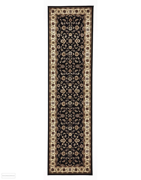 Sydney Classic Runner Black with Ivory Border Runner Rug