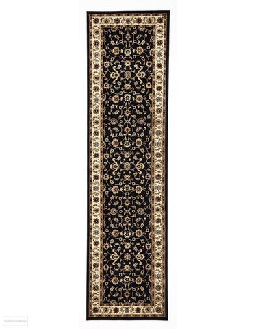 Sydney Classic Runner Black with Ivory Border Runner Rug