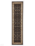 Sydney Collection Classic Rug Black with Ivory Border - 150x80cm