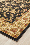 Sydney Collection Classic Rug Black with Ivory Border