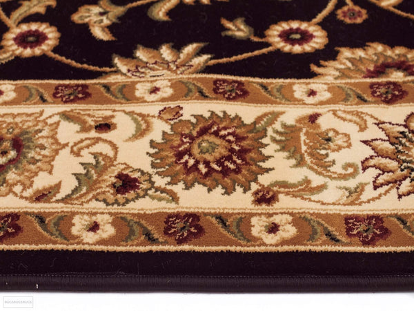 Sydney Classic Runner Black with Ivory Border Runner Rug