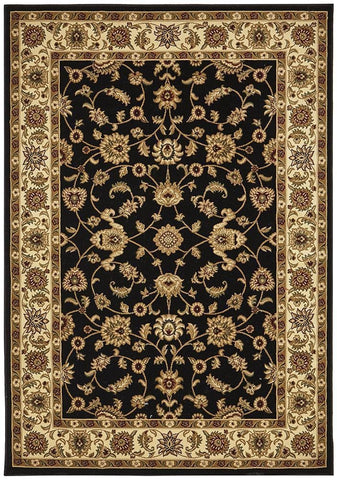 Sydney Collection Classic Rug Black with Ivory Border - 170x120cm