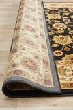 Sydney Collection Classic Rug Black with Ivory Border